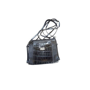 Brighton Double Sized Small Crossbody Bag Black Textured Leather Multicompartmen